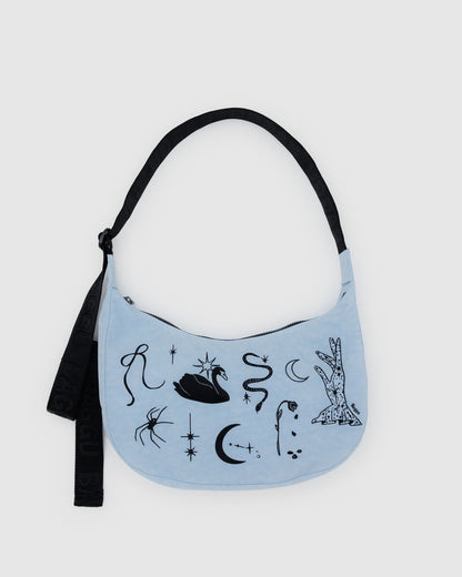 Medium Nylon Crescent Bag Embroidered Ballet Icons