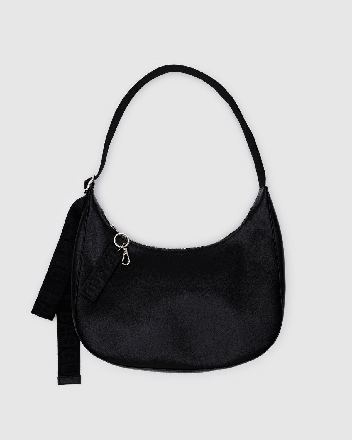 Medium Recycled Leather Crescent Bag Black