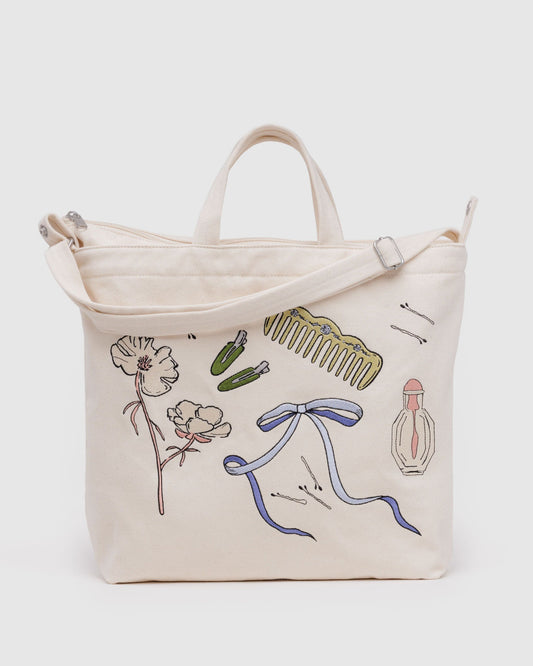 Horizontal Zip Duck Bag Embroidered Get Ready With Me