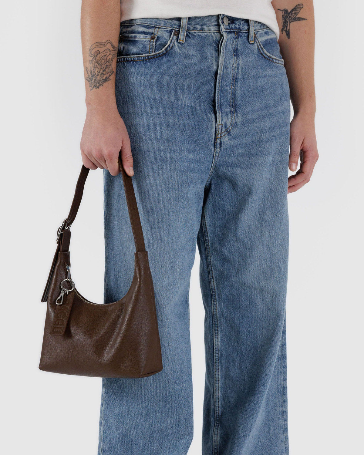 Mini Recycled Leather Shoulder Bag Brown