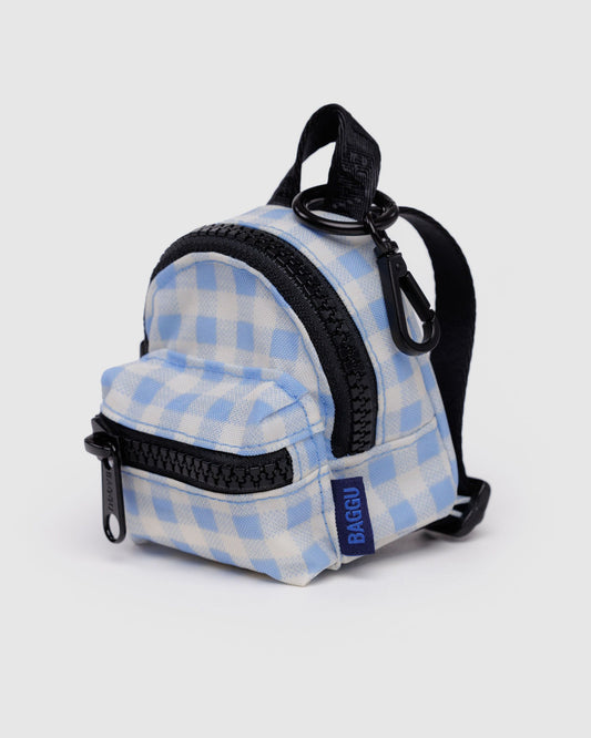 Backpack Charm Light Blue Gingham