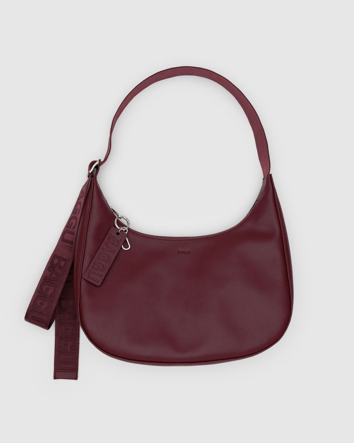 Medium Recycled Leather Crescent Bag Mahogany