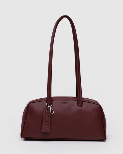 Recycled Leather Bowler Bag Mahogany