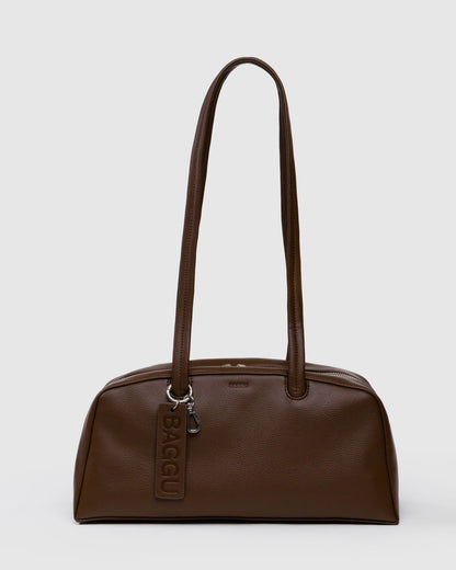 Recycled Leather Bowler Bag Brown