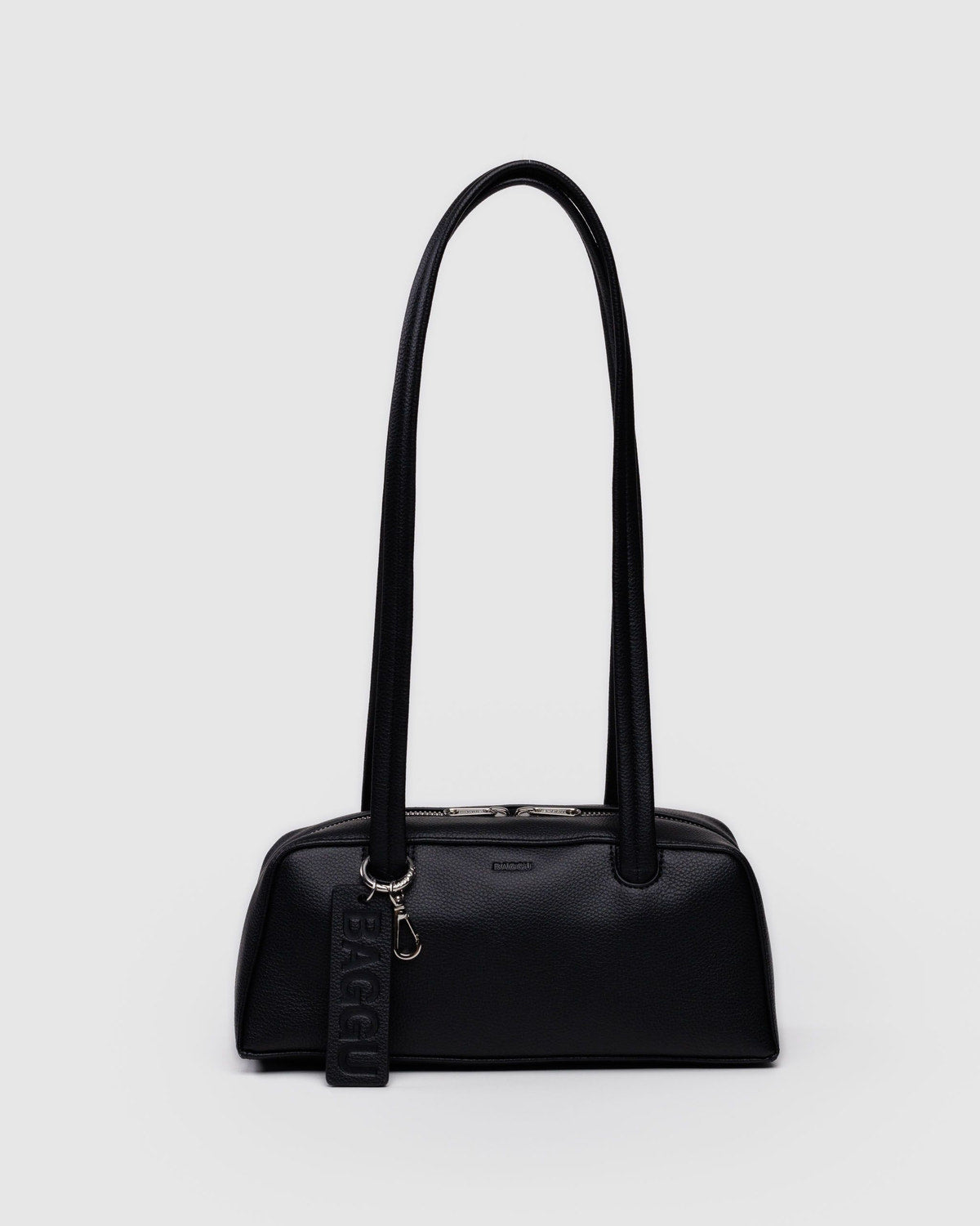 Small Recycled Leather Bowler Bag Black