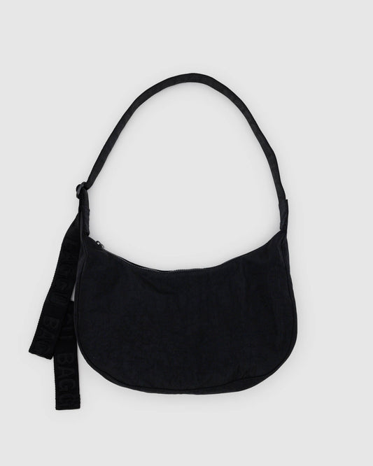 Medium Nylon Crescent Bag Black