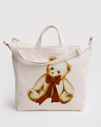 Horizontal Zip Duck Bag Teddy Bear