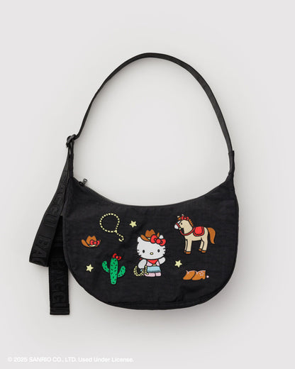 Medium Nylon Crescent Bag Embroidered Hello Kitty Western