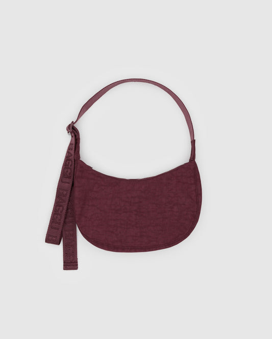 Small Nylon Crescent Bag Mahogany