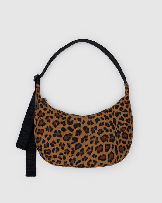 Medium Nylon Crescent Bag Leopard
