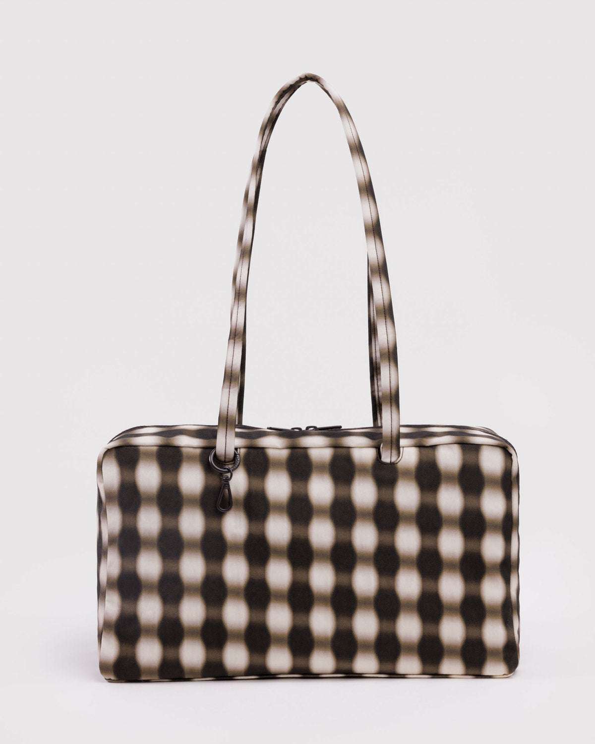 Medium Nylon Bowler Bag Blurred Gingham Brown